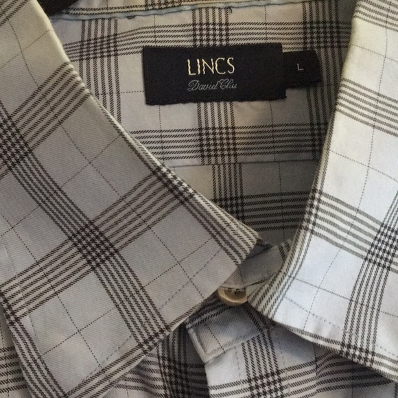 Lincs button down shirt. Sz L. Light ink stain on pocket and staining at collar. - Picture 2 of 5